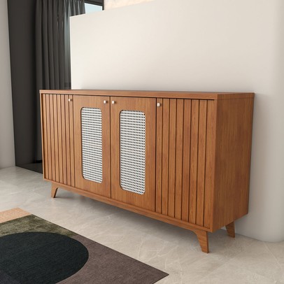 Balcão Buffet Vetro 4 Portas 3 Prateleiras Cinamomo - Panorama Móveis