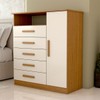 Cômoda Veneto 1 Porta 5 Gavetas 100% Mdf Cinamomo/Off White - Panorama Móveis