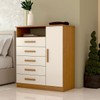 Cômoda Veneto 1 Porta 5 Gavetas 100% Mdf Cinamomo/Off White - Panorama Móveis