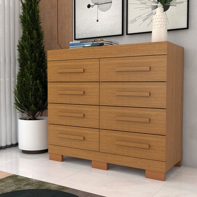Cômoda Milano 8 Gavetas 100% Mdf Cinamomo - Panorama Móveis