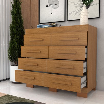 Cômoda Milano 8 Gavetas 100% Mdf Cinamomo - Panorama Móveis