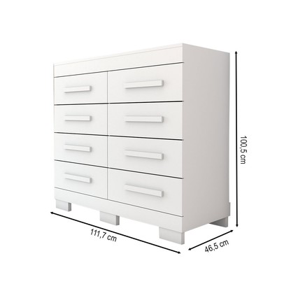 Cômoda Milano 8 Gavetas 100% Mdf Branco - Panorama Móveis