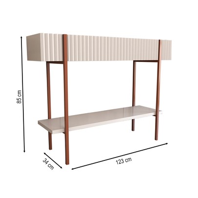 Aparador Essenza 1 Prateleira Ripado 3d Off White/Cinamomo - Panorama Móveis