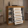 Cômoda Divino 2 Portas 5 Gavetas 100% Mdf Cinamomo/Off White - Panorama Móveis