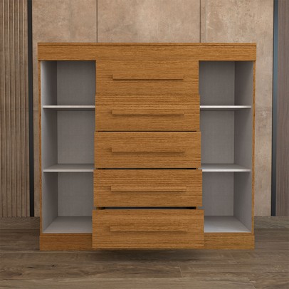 Cômoda Divino 2 Portas 5 Gavetas 100% Mdf Cinamomo - Panorama Móveis