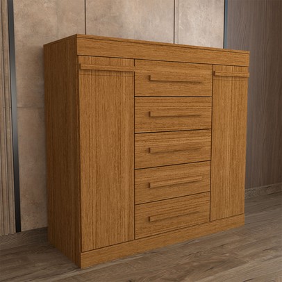 Cômoda Divino 2 Portas 5 Gavetas 100% Mdf Cinamomo - Panorama Móveis