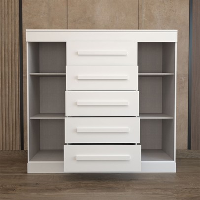 Cômoda Divino 2 Portas 5 Gavetas 100% Mdf Branco - Panorama Móveis