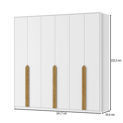Guarda-Roupa Casal Barcelona 6 Portas 4 Gavetas 100% Mdf Branco Fosco - Mx Móveis