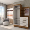 Guarda-Roupa Solteiro Verona 2 Portas 4 Gavetas com Espelho 100% Mdf Cinamomo/Off White - Panorama Móveis