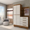 Guarda-Roupa Solteiro Verona 2 Portas 4 Gavetas com Espelho 100% Mdf Cinamomo/Off White - Panorama Móveis