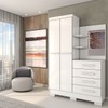 Guarda-Roupa Solteiro Verona 2 Portas 4 Gavetas com Espelho 100% Mdf Flex Branco - Panorama Móveis