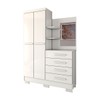 Guarda-Roupa Solteiro Verona 2 Portas 4 Gavetas com Espelho 100% Mdf Flex Branco - Panorama Móveis