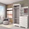 Guarda-Roupa Solteiro Verona 2 Portas 4 Gavetas com Espelho 100% Mdf Flex Branco - Panorama Móveis