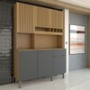 Cozinha Compacta Luce 6 Portas 1 Gaveta 100% Mdf Amêndoa/Chumbo - Panorama Móveis