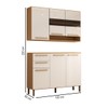 Cozinha Compacta Notte 6 Portas 2 Gavetas 100% Mdf com Vidro Amêndoa/Off White - Panorama Móveis