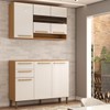 Cozinha Compacta Notte 6 Portas 2 Gavetas 100% Mdf com Vidro Amêndoa/Off White - Panorama Móveis