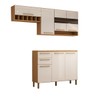 Cozinha Compacta Notte 7 Portas 2 Gavetas 100% Mdf com Vidro Amêndoa/Off White - Panorama Móveis