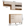 Cozinha Compacta Notte 7 Portas 2 Gavetas 100% Mdf com Vidro Amêndoa/Off White - Panorama Móveis