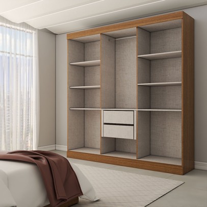 Guarda-Roupa Casal Splendore 6 Portas 2 Gavetas com Espelho 100% Mdf Cinamomo - Panorama Móveis