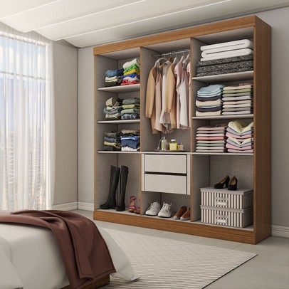Guarda-Roupa Casal Splendore 6 Portas 2 Gavetas com Espelho 100% Mdf Cinamomo - Panorama Móveis