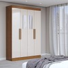 Guarda-Roupa Solteiro Splendore 4 Portas 2 Gavetas com Espelho 100% Mdf Cinamomo/Off White - Panorama Móveis