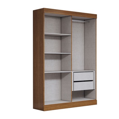 Guarda-Roupa Solteiro Splendore 4 Portas 2 Gavetas com Espelho 100% Mdf Cinamomo - Panorama Móveis