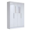 Guarda-Roupa Solteiro Splendore 4 Portas 2 Gavetas com Espelho 100% Mdf Branco - Panorama Móveis
