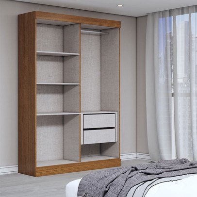 Guarda-Roupa Solteiro Splendore 4 Portas 2 Gavetas 100% Mdf Cinamomo/Off White - Panorama Móveis