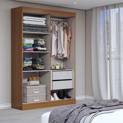 Guarda-Roupa Solteiro Splendore 4 Portas 2 Gavetas 100% Mdf Cinamomo - Panorama Móveis