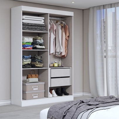 Guarda-Roupa Solteiro Splendore 4 Portas 2 Gavetas 100% Mdf Branco - Panorama Móveis