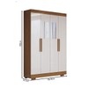 Guarda-Roupa Solteiro Splendore 4 Portas 2 Gavetas com Espelho 100% Mdf com Pé Cinamomo/Off White - Panorama Móveis