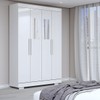Guarda-Roupa Solteiro Splendore 4 Portas 2 Gavetas com Espelho 100% Mdf com Pé Branco - Panorama Móveis