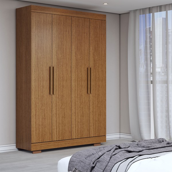 Guarda-Roupa Solteiro Splendore 4 Portas 2 Gavetas 100% Mdf com Pé Cinamomo - Panorama Móveis