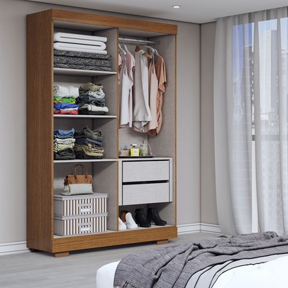 Guarda-Roupa Solteiro Splendore 4 Portas 2 Gavetas 100% Mdf com Pé Cinamomo - Panorama Móveis
