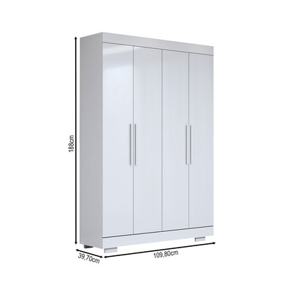 Guarda-Roupa Solteiro Splendore 4 Portas 2 Gavetas 100% Mdf com Pé Branco - Panorama Móveis
