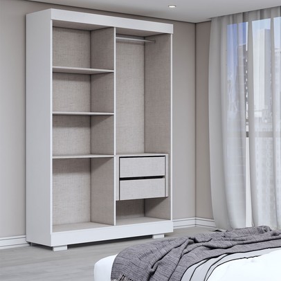 Guarda-Roupa Solteiro Splendore 4 Portas 2 Gavetas 100% Mdf com Pé Branco - Panorama Móveis