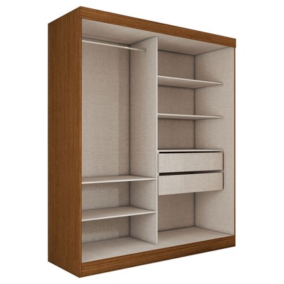 Guarda-Roupa Casal Real 2 Portas 2 Gavetas com Espelho 100% Mdf Flex Cinamomo/Off White - Panorama Móveis