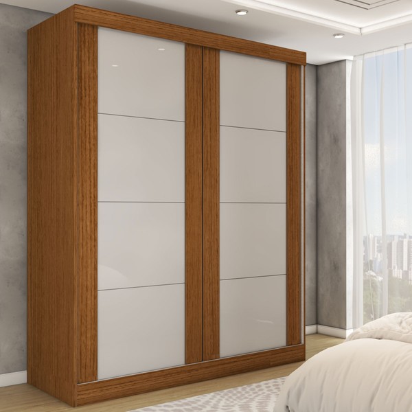 Guarda-Roupa Real 2 Portas 2 Gavetas 100% Mdf Flex Cinamomo/Off White - Panorama Móveis