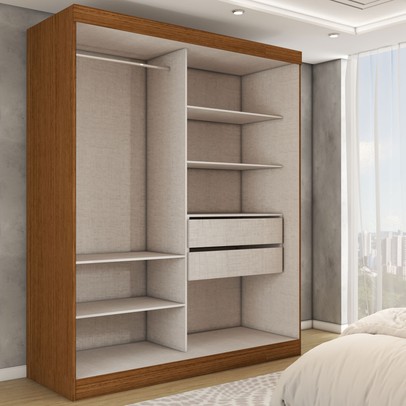 Guarda-Roupa Real 2 Portas 2 Gavetas 100% Mdf Flex Cinamomo/Off White - Panorama Móveis