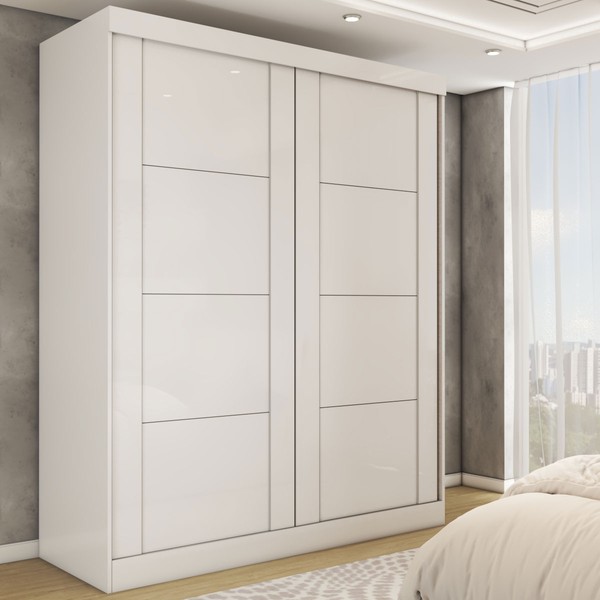 Guarda-Roupa Real 2 Portas 2 Gavetas 100% Mdf Branco - Panorama Móveis