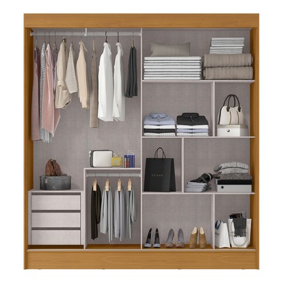 Guarda-Roupa Casal Palermo 2 Portas 3 Gavetas Cinamomo - Mx Móveis