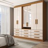 Guarda-Roupa Casal Real 6 Portas 9 Gavetas com Espelho 100% Mdf Cinamomo/Off White - Panorama Móveis