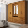 Guarda-Roupa Casal Real 6 Portas 9 Gavetas com Espelho 100% Mdf Cinamomo - Panorama Móveis