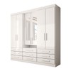 Guarda-Roupa Casal Real 6 Portas 9 Gavetas com Espelho 100% Mdf Branco - Panorama Móveis