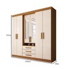 Guarda-Roupa Casal Real 6 Portas 3 Gavetas com Espelho 100% Mdf Cinamomo/Off White - Panorama Móveis