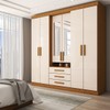 Guarda-Roupa Casal Real 6 Portas 3 Gavetas com Espelho 100% Mdf Cinamomo/Off White - Panorama Móveis