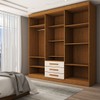 Guarda-Roupa Casal Real 6 Portas 3 Gavetas com Espelho 100% Mdf Cinamomo/Off White - Panorama Móveis