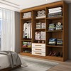 Guarda-Roupa Casal Real 6 Portas 3 Gavetas com Espelho 100% Mdf Cinamomo/Off White - Panorama Móveis