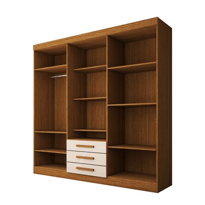 Guarda-Roupa Casal Real 6 Portas 3 Gavetas com Espelho 100% Mdf Cinamomo/Off White - Panorama Móveis
