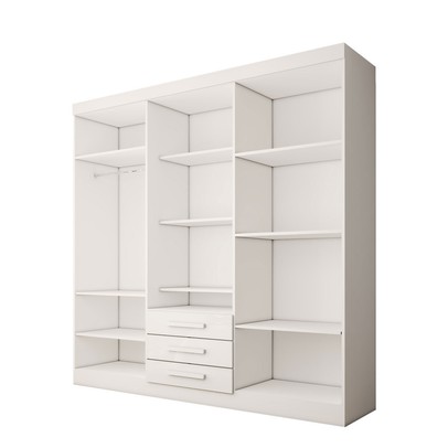 Guarda-Roupa Casal Real 6 Portas 3 Gavetas com Espelho 100% Mdf Branco - Panorama Móveis